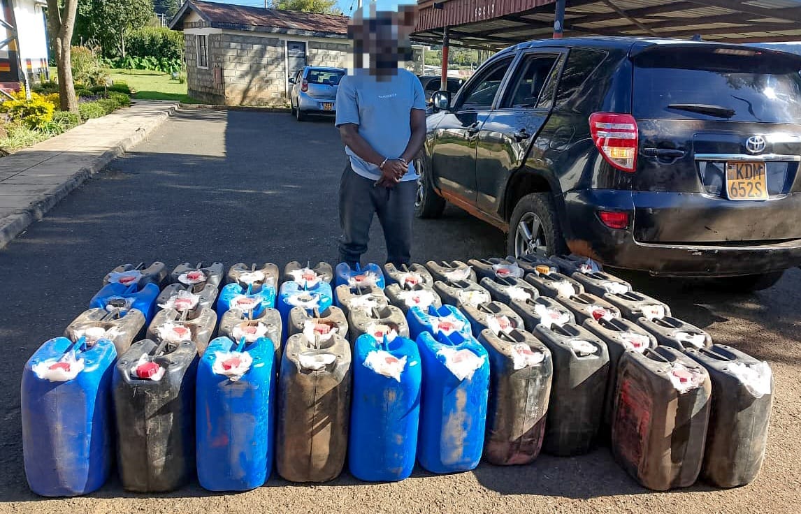 Police intercept vehicle ferrying uncustomed ethanol in Koibatek, Baringo